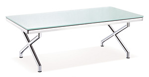 שולחן קפה 8013 זכוכית לבנה שלד ניקל 130*70*45.5 ס"מ מיליון כסאות