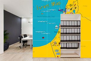 טפט קיר איור מפת ישראל בצבע.	