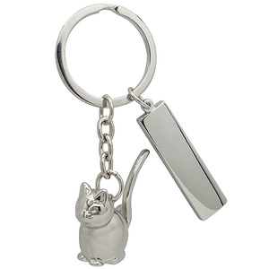 מחזיק מפתחות כסוף מבריק - חתול גימיק מתנות