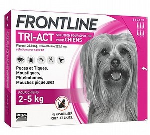 פרונטליין טרי אקט-טיפות נגד פרעושים וקרציות לכלב  קטנטנים במשקל 2-5 ק"ג