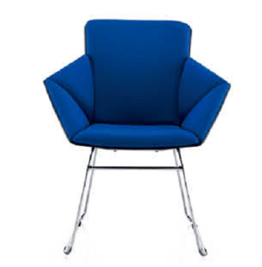 פלוטו כורסת מנהל גב קליפה פלסטיק שחור ריפוד בד בסיס ניקל מיליון כסאות