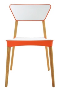 קונקט כסא אורח 4 רגליים עץ טבעי גב קדמי לבן משולב באדום מיליון כסאות