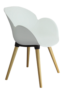 רונית כסא אורח מושב פלסטיק שחור או לבן רגל עץ גובה 45 סמ מיליון כסאות