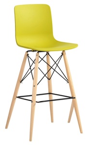 זמיר כסא בר גובה 65 רגל עץ מושב פלסטיק מיליון כסאות