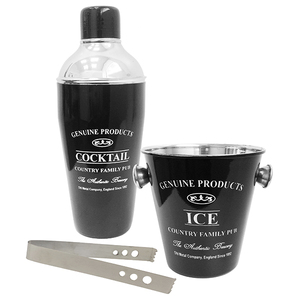 סט שייקר שחור עם דלי לקרח ומלקחיים