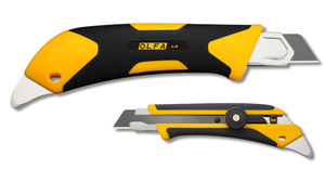 סכין רחב עם גריפ לאחיזה מיטבית עם נעילת כפתור OLFA