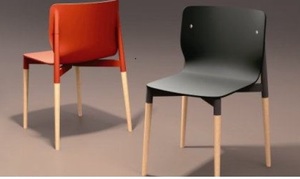 מרקו כסא מסעדה-בית קפה פלסטיק אפור רגלי עץ מיליון כסאות