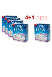 חול חתולים אוור קלין EverClean לבנדר- פס סגול-10 ליטר - 4 יחידות + 1 מתנה  