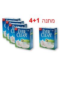 חול לחתולים אוור קלין Ever Clean מבושם-פס ירוק-10 ליטר - 4 יחידות + 1 מתנה