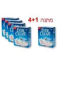 חול לחתולים אוור קלין Ever Clean לא מבושם-פס כחול-10 ליטר  - 4 יחידות + 1 מתנה