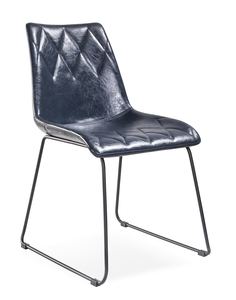 סמי כסא פינת אוכל מושב דמוי עור אפור רגל מתכת שחורה מיליון כסאות