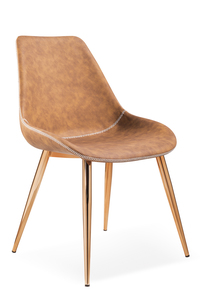 אלאור כסא פינת אוכל מושב דמוי עור אפור רגל מתכת שחורה מיליון כסאות