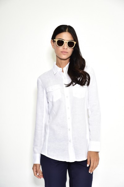 חולצת נשים בשילוב טריקו לבנה