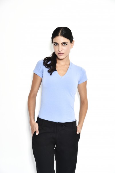 חולצת טריקו לייקרה נשים תכלת מעושן