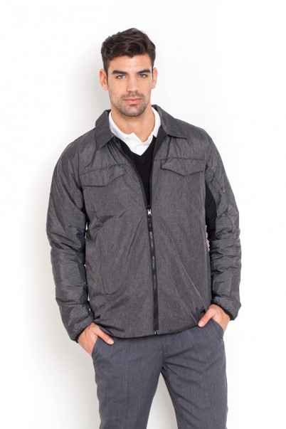 מעיל משולב טריקו אפור