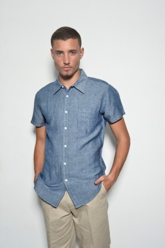 חולצת גבר פשתן כחולה