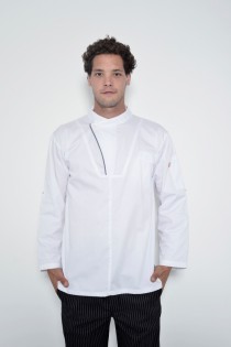 טוניקה טבח לבן עם קישוט אפור