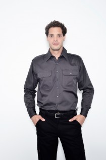 חולצת עבודה שרוול ארוך אפורה