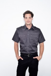 חולצת עבודה שרוול קצר אפורה