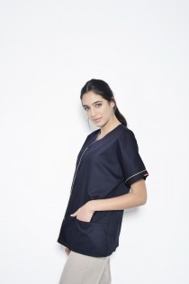 טוניקה נייבי עם קישוט בז'