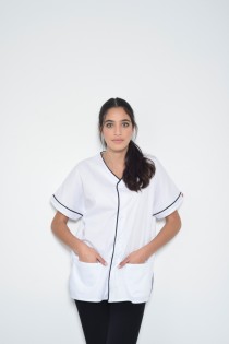 טוניקה לבנה עם קישוט כחול