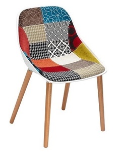 קובי כסא המתנה גב לבן ריפוד טלאים רגל עץ צבע טבעי מיליון כסאות