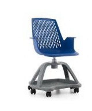 אלרום כסא סטודנט בסיס פלסטיק מחוזק אפור + גלגלים , מושב פלסטיק