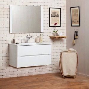 ארון אמבטיה תלוי 2 מגירות אפוקסי טריקה שקטה 80 ס"מ