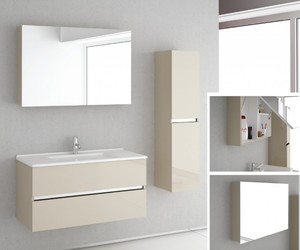 ארון אמבטיה 100 ס"מ אפוקסי תלוי כולל כיור ומראה