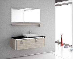 ארון אמבטיה 120 ס"מ כולל כיור מונח, מדף ומראה