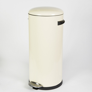 פח אשפה עגול 30 ליטר טריקה שקטה, גימור קרם