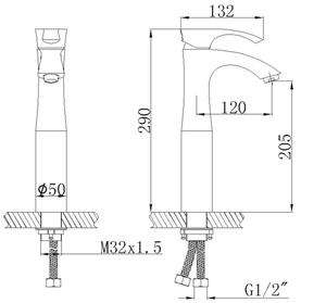 ברז פרח גבוה לכיור רחצה 3408-01 Balle-beile