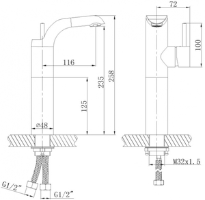ברז פרח גבוה לכיור רחצה 2908-01 Balle-beile