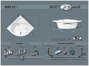 אמבטיה אקרילית פינתית 110\110 Mti