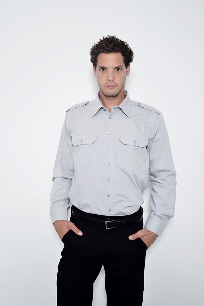 חולצת אבטחה שרוול ארוך אפור בהיר