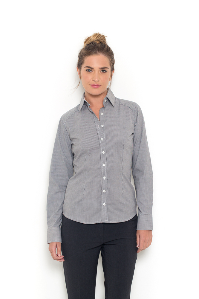 חולצת נשים שרוול ארוך פסים שחור/לבן