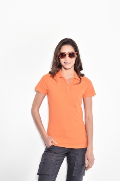 חולצת פולו נשים שרוול קצר כתומה