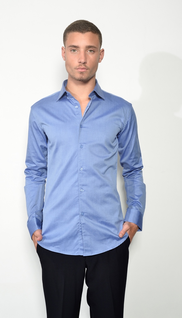 חולצת גברים שרוול ארוך SLIM FIT 100% כותנה