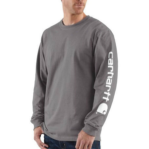 EK231 טי שירט בייסיק לוגו שרוול ארוך אפור פחם ®Carhartt 