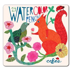 סט עפרונות צבעי מים בקופסת פח - סנאי EEBOO