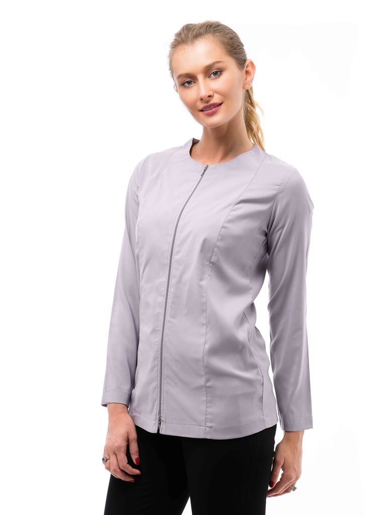 חולצת נשים עם רוכסן אפורה