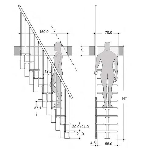 מדרגות להרכבה עצמית מדגם: מדרגות פנים- דגם מיני