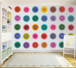 טפט מעוצב עם איור כפתורים צבעוניים