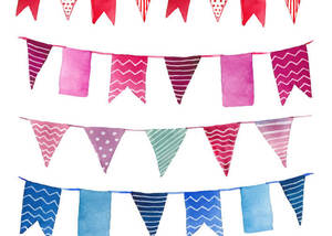 טפט מעוצב איור דגלונים תלויים על חבל