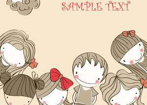 טפט מעוצב איור ילדים סביב הקיר