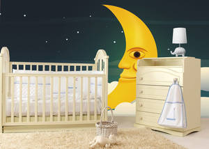 קיר ציור ירח וכוכבים