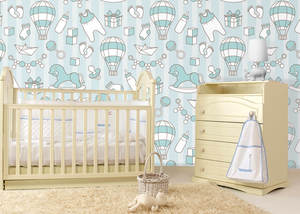 טפטמעוצב ען סוסי עץ וכדורים פורחים