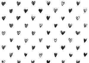טפט מעוצב עם לבבות בצבע חור על רקע לבן