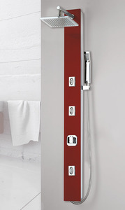 פאנל זכוכית למקלחת אדום דגם "גלקסי"