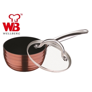 קלחת ברונזה טפלון + מכסה 16/7 ס"מ  עשוי אלומיניום ידית נירוסטה מסדרת ESSENCE היוקרתית